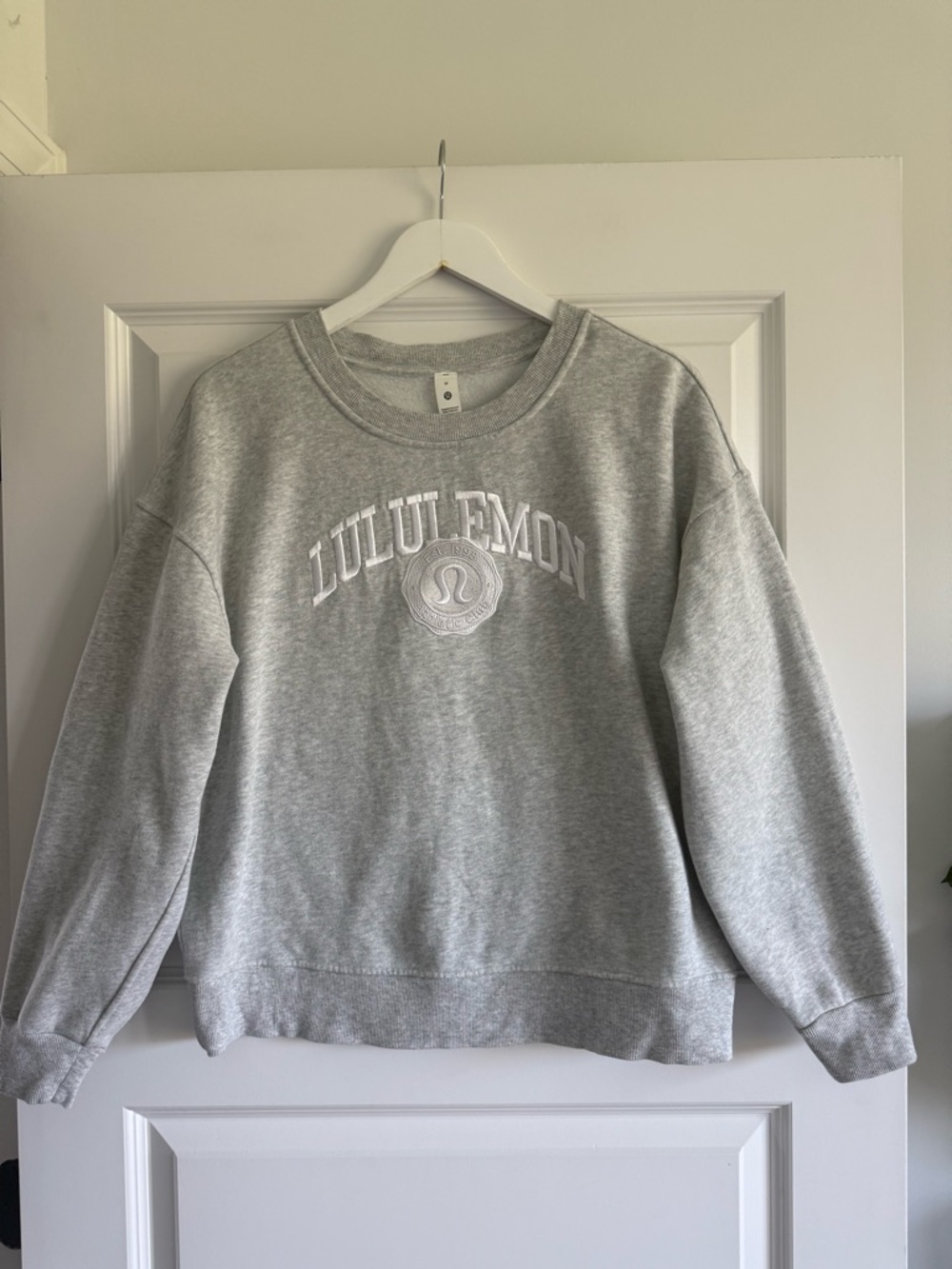 Lululemon Perfectly Oversized Crew *Graphic Heathered Core Ultra Light Grey